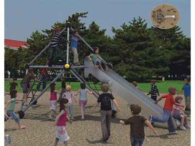 Outdoor Kids Cargo Net Climbing Frame with Slide BGZ-005